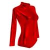 OwlFay Womens Shiny Metallic Bodysuit Gymnastics Ballet Dance Leotard Long Sleeve Mock Neck Jumpsuit Romper Top Ballerina Workout Yoga Tights Unitard One Piece Thong Training Dancewear Costume Red M view 2