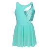 Freebily Girls Sequin Lyrical Ballet Latin Dance Dress Sleeveless Figure Ice Skating Dress Gymnastics Leotard Skirt Costume (Turquoise, 8) view 1