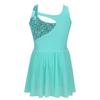 Freebily Girls Sequin Lyrical Ballet Latin Dance Dress Sleeveless Figure Ice Skating Dress Gymnastics Leotard Skirt Costume (Turquoise, 8) view 2