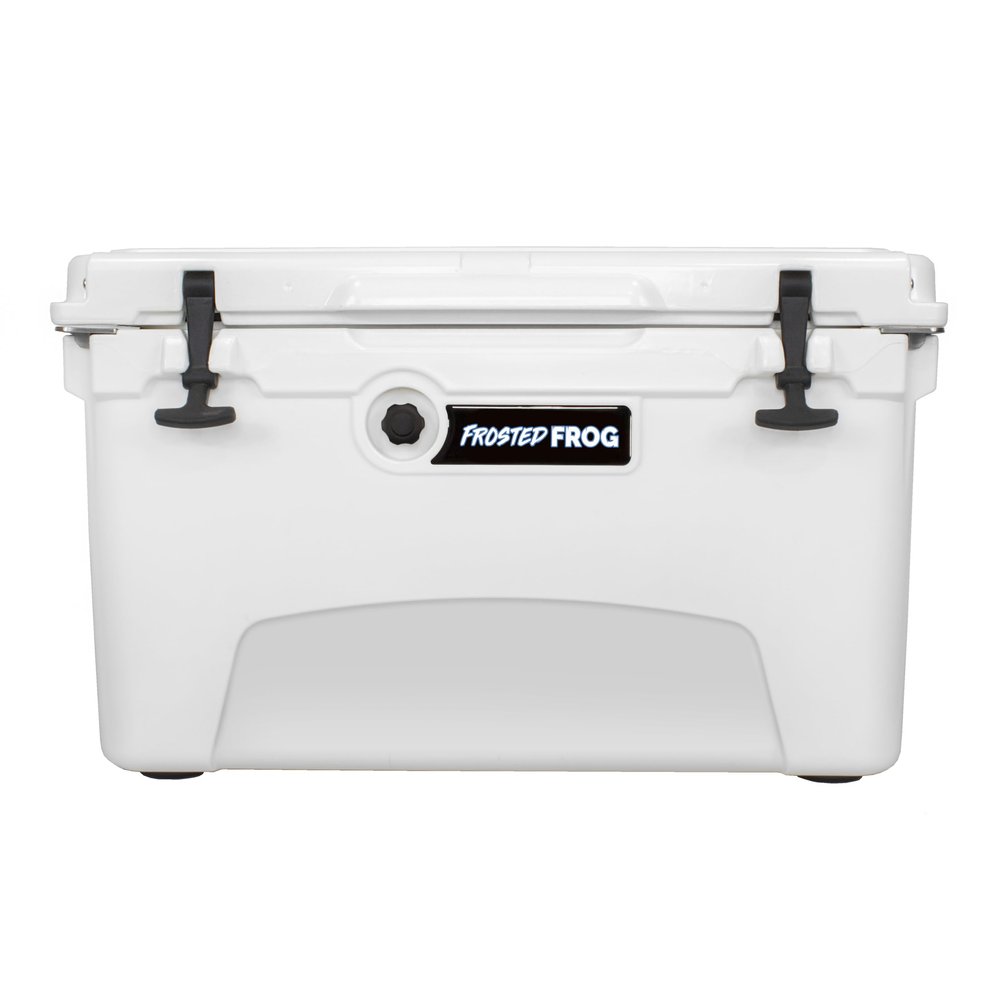 Frosted Frog White 45 Quart Ice Chest Heavy Duty High Performance Roto-Molded Commercial Grade Insulated Cooler