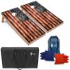 Tailgating Pros Rustic American Flag Cornhole Boards w/Bean Bags - 4'x2' Distressed Flag Cornhole Game w/Carrying Case & Corn Hole Bags view 1