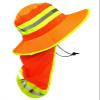 Men High Visibility Reflective Sun Hat with Neck Flap Wide Brim Boonie Hat Bucket Cap (1pc Neon Orange) view 2