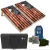Tailgating Pros Rustic American Flag Cornhole Boards w/Bean Bags - 4'x2' Distressed Flag Cornhole Game w/Carrying Case & Corn Hole Bags view 1