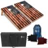 Tailgating Pros Rustic American Flag Cornhole Boards w/Bean Bags - 4'x2' Distressed Flag Cornhole Game w/Carrying Case & Corn Hole Bags view 1