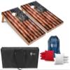 Tailgating Pros Rustic American Flag Cornhole Boards w/Bean Bags - 4'x2' Distressed Flag Cornhole Game w/Carrying Case & Corn Hole Bags view 1