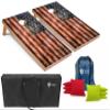 Tailgating Pros Rustic American Flag Cornhole Boards w/Bean Bags - 4'x2' Distressed Flag Cornhole Game w/Carrying Case & Corn Hole Bags view 1