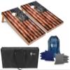 Tailgating Pros Rustic American Flag Cornhole Boards w/Bean Bags - 4'x2' Distressed Flag Cornhole Game w/Carrying Case & Corn Hole Bags view 1
