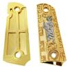 Gold Plated St. Jude Metal Grips for 1911 Full Size Government  Custom Ornamental Grip Panels with Ambi Cut Design and Matching Screws Included for Full Size Frames view 2