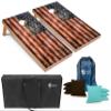 Tailgating Pros Rustic American Flag Cornhole Boards w/Bean Bags - 4'x2' Distressed Flag Cornhole Game w/Carrying Case & Corn Hole Bags view 1