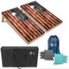 Tailgating Pros Rustic American Flag Cornhole Boards w/Bean Bags - 4'x2' Distressed Flag Cornhole Game w/Carrying Case & Corn Hole Bags view 1