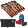 Tailgating Pros Rustic American Flag Cornhole Boards w/Bean Bags - 4'x2' Distressed Flag Cornhole Game w/Carrying Case & Corn Hole Bags view 1