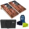 Tailgating Pros Rustic American Flag Cornhole Boards w/Bean Bags - 4'x2' Distressed Flag Cornhole Game w/Carrying Case & Corn Hole Bags view 1