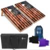 Tailgating Pros Rustic American Flag Cornhole Boards w/Bean Bags - 4'x2' Distressed Flag Cornhole Game w/Carrying Case & Corn Hole Bags view 1