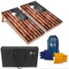 Tailgating Pros Rustic American Flag Cornhole Boards w/Bean Bags - 4'x2' Distressed Flag Cornhole Game w/Carrying Case & Corn Hole Bags view 1