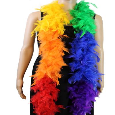 40 Gram 72" Long, Turkey Chandelle Feather Boa, Dancing Wedding Crafting Party Dress Up, Halloween Costume Decoration(rainbow)