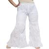RaanPahMuang Brand Wide Lower Leg Flared Light Cotton Stepped Pants Baggy Cut, Small, White view 1