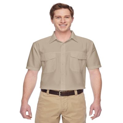 Harriton Men's Key West Short-Sleeve Performance Staff Shirt XS KHAKI