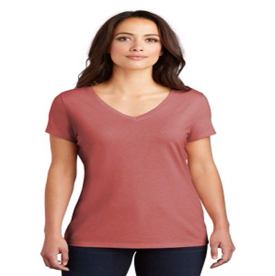 District Women's Perfect Tri V-Neck Tee. DM1350L M Blush Frost