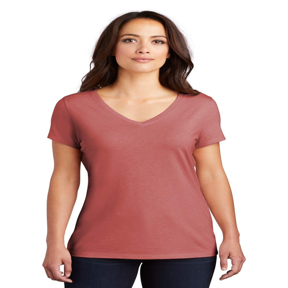 District Women's Perfect Tri V-Neck Tee. DM1350L M Blush Frost