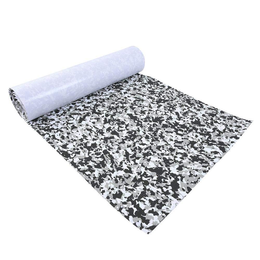 Focket Boat Floor Mat,240x65x0.5cm EVA Teak Seawater- Anti-Skid Carpet Pad Self-Adhesive Surfboard Flooring Pad with Strong Adhesive Tape for Yacht,Marine,etc (Black White)