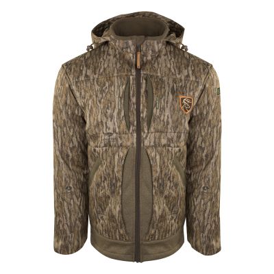 DRAKE Non-Typical Stand Hunter's Silencer Agion Active XL Warm Soft Quiet Durable Heavyweight Full-Zip Hooded Hunting Jacket, Mossy Oak Bottomland, 3X-Large