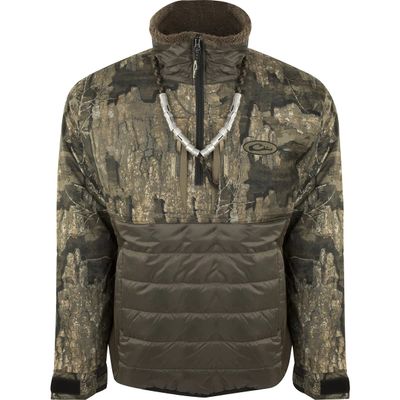Drake Waterfowl Men's LST Guardian Flex Double Down Waterproof Windproof Insulated 1/4 Zip Eqwader Jacket, Realtree Timber, Small