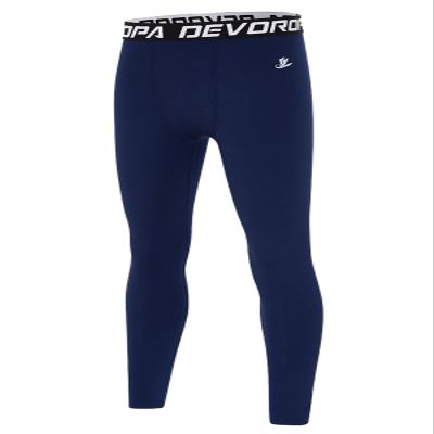 DEVOROPA Boys Leggings Quick Dry Youth Compression Pants Sports Tights Basketball Base Layer Navy L
