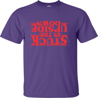 3X-Large Purple Mens Stuck in The Upside Down T-Shirt