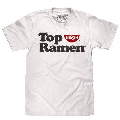 Tee Luv Men's Nissin Top Ramen Shirt - Ramen Noodle Food Logo T-Shirt (White) (XXL)