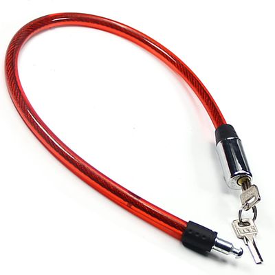 MroMax Bicycle Lock 620mm Length 12mm Thick Flexible Cable Metal Iron Sturdy for Door Home Car Bike Shop Office Motorbike with 2 Keys Red 1Pcs