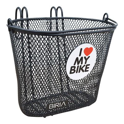 BIRIA Basket with Hooks, Front, Removable, Children Wire mesh Small Kids Bicycle Basket, I Love My Bike, New, Black