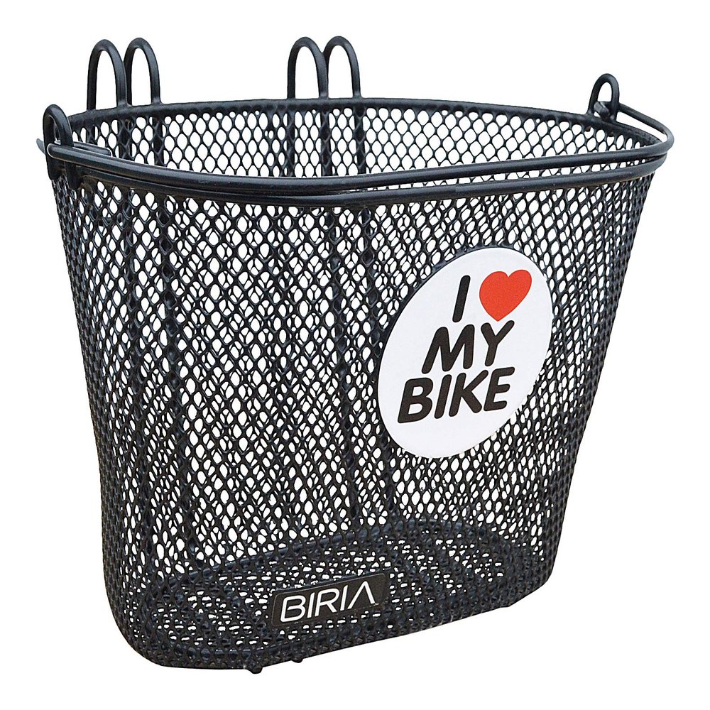 BIRIA Basket with Hooks, Front, Removable, Children Wire mesh Small Kids Bicycle Basket, I Love My Bike, New, Black
