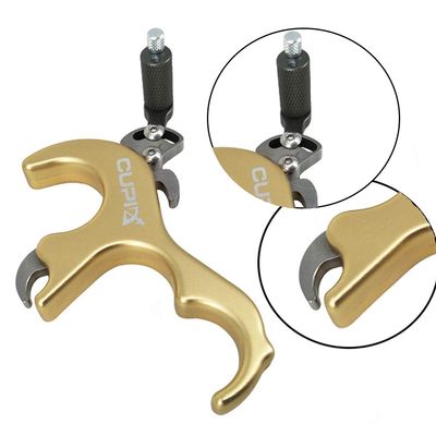 Bow Release 3 Finger Thumb Release Grip Button Release Finger Trigger Caliper Release Aids for Compound Bow (Yellow)