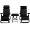 TimmyHouse Folding Zero Gravity Recliner Lounge Chairs Table Set Camping Beach Black 3 pcs view 1