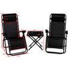 TimmyHouse Folding Zero Gravity Recliner Lounge Chairs Table Set Camping Beach Black 3 pcs view 2