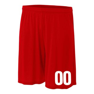 Add-On Performance Soccer Shorts with Free Numbers Youth Medium in Scarlet Red