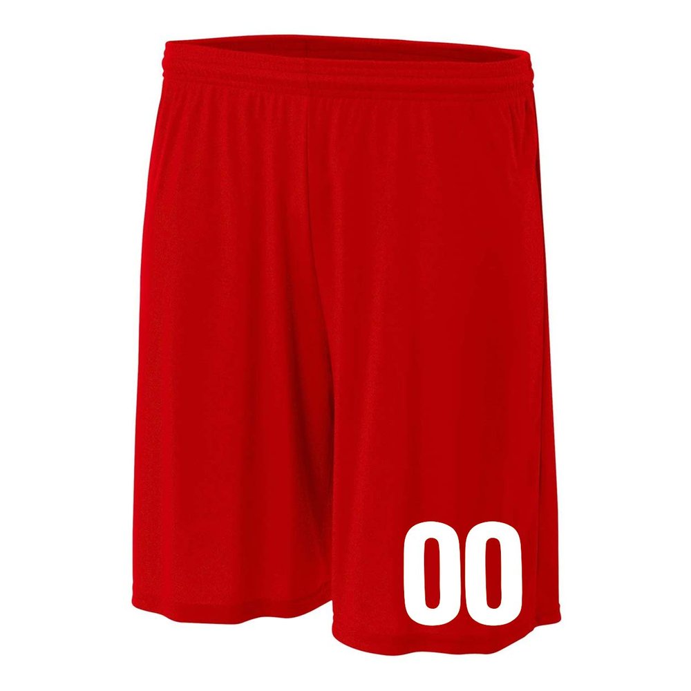 Add-On Performance Soccer Shorts with Free Numbers Youth Medium in Scarlet Red