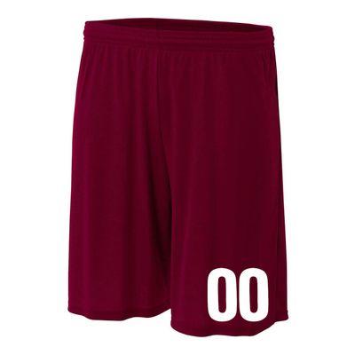 Add-On Performance Soccer Shorts with Free Numbers Youth X-Large in Maroon