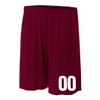 Add-On Performance Soccer Shorts with Free Numbers Youth X-Large in Maroon view 1