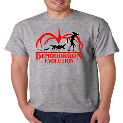 ALLNTRENDS Men's T Shirt Demogorgon Evolution Trendy Graphic Top (S, Sporty Grey)