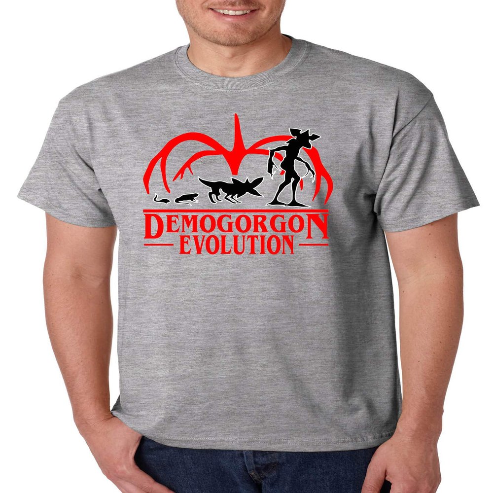 ALLNTRENDS Men's T Shirt Demogorgon Evolution Trendy Graphic Top (S, Sporty Grey)