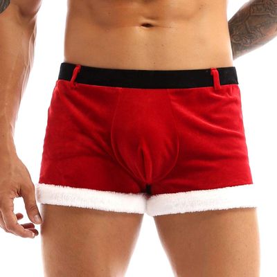 iEFiEL Mens Flannel Christmas Santa Claus Costume Festival Holiday Boxer Shorts Underwear Trunks Underpants (XX-Large, Red B)