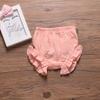 3PC Shorts Set Newborn Baby Girls Boys Pants Cotton Linen Blend Cute Floral Bloomer Triangle Shorts Diaper Cover (B White+Black+Pink,6-12 Months) view 2