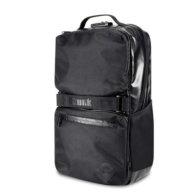 Skunk SoHo Backpack - Smell Proof - Weather Resistant - With Combination Lock (Black/Black Leather)
