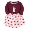 Touched by Nature Baby Girls' Organic Cotton Dress and Cardigan, Blush Blossom, 18-24 Months view 1