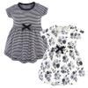 Touched by Nature baby girls Organic Cotton Short-sleeve and Long-sleeve Dresses Casual Dress, Toddler Black Floral Short Sleeve, 3T US view 1