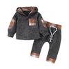 CETEPY Baby Boy Clothes Infant Hoodie Tops Outfit Long Sleeve Sweatshirt Plaid Pants 2pcs Set Khaki Plaid 12-18 Months view 1