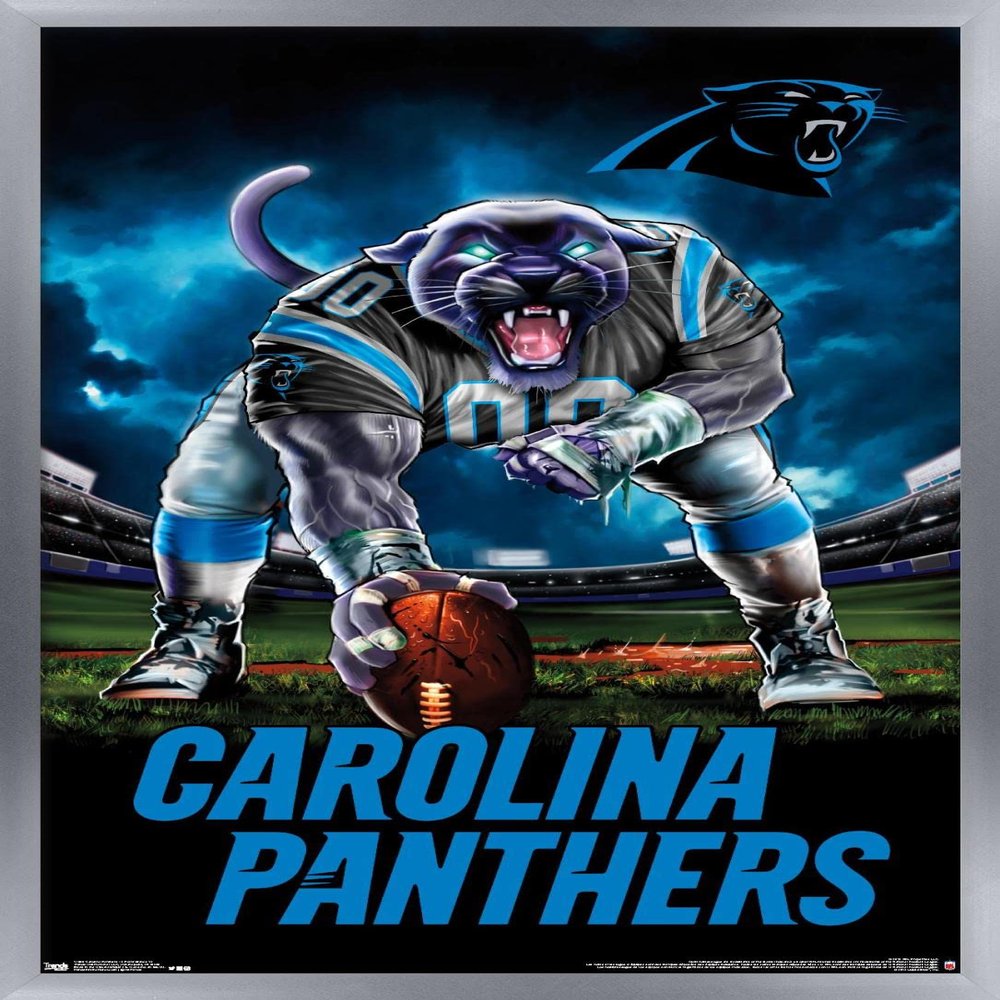 Trends International NFL Carolina Panthers - 3 Point Stance 19 Wall Poster, 22.375" x 34", Silver Framed Version