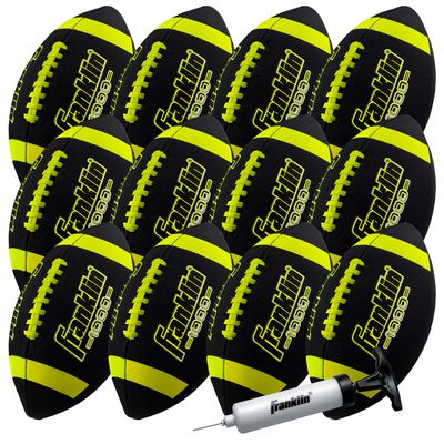 Franklin Sports Junior Size Football - Grip-Rite Youth Footballs - Extra Grip Synthetic Leather Perfect for Kids - 1 Pack Inflated - 12 Pack Deflated with Pump