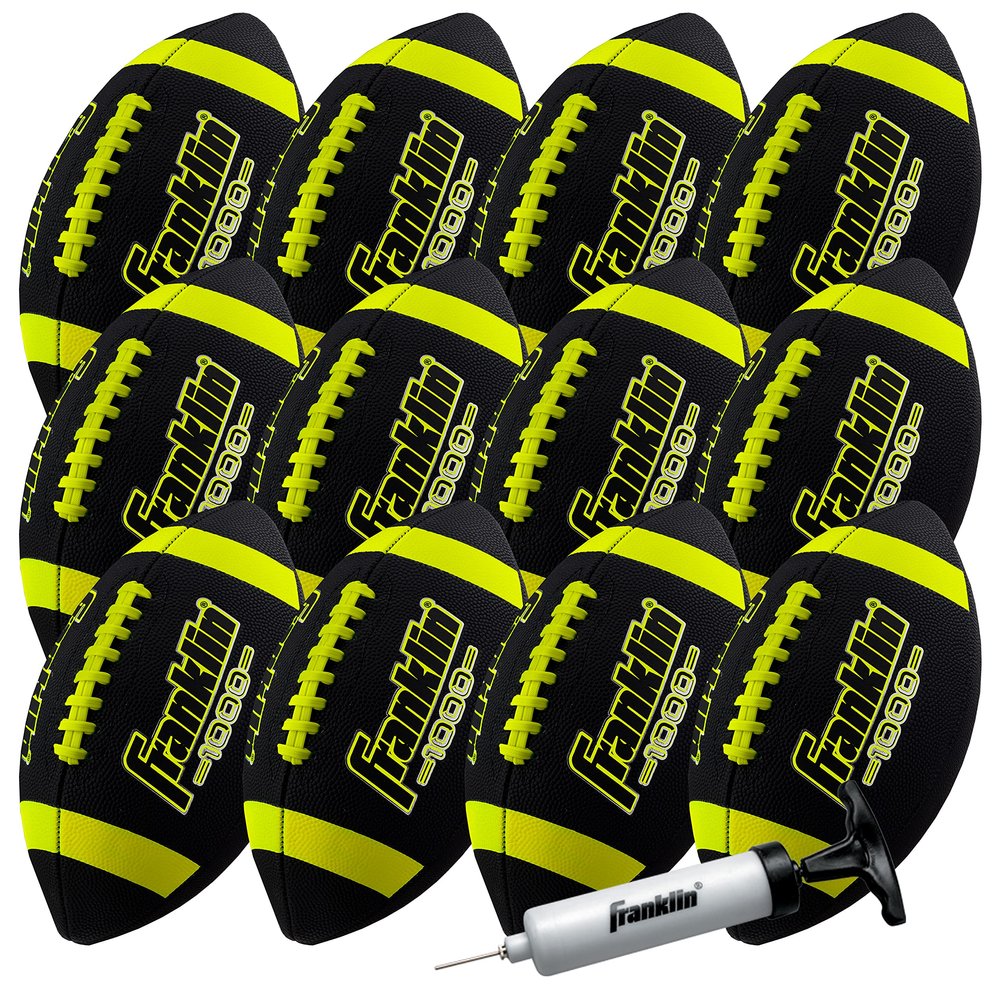 Franklin Sports Junior Size Football - Grip-Rite Youth Footballs - Extra Grip Synthetic Leather Perfect for Kids - 1 Pack Inflated - 12 Pack Deflated with Pump